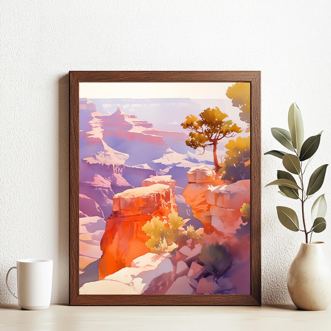 Great Canyon Landscape Scenery Art Print Wall Deco Watercolor
