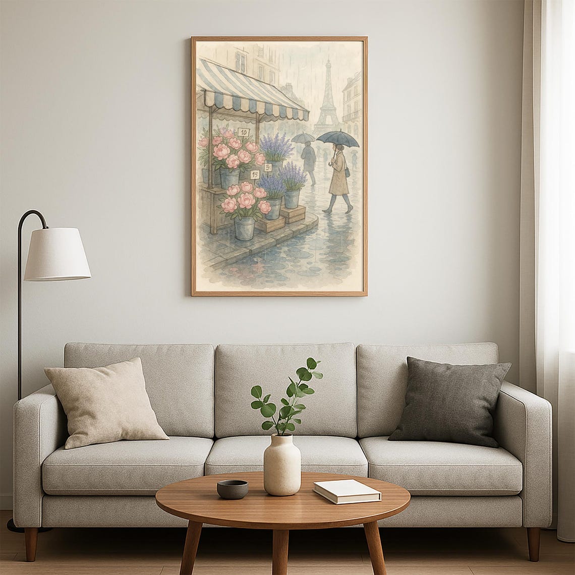 Rainy Paris Flower Market With Eiffel Tower in the Distance Poster - Image 4