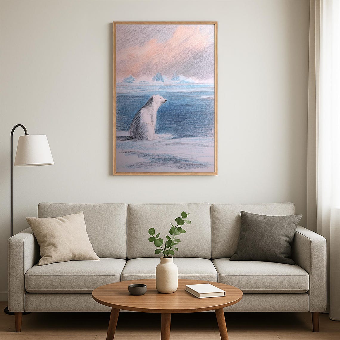Lonely Polar Bear On Arctic Ice Soft Colored Pencil Illustration Of Climate Change And Solitude In Frozen Landscape - Image 4