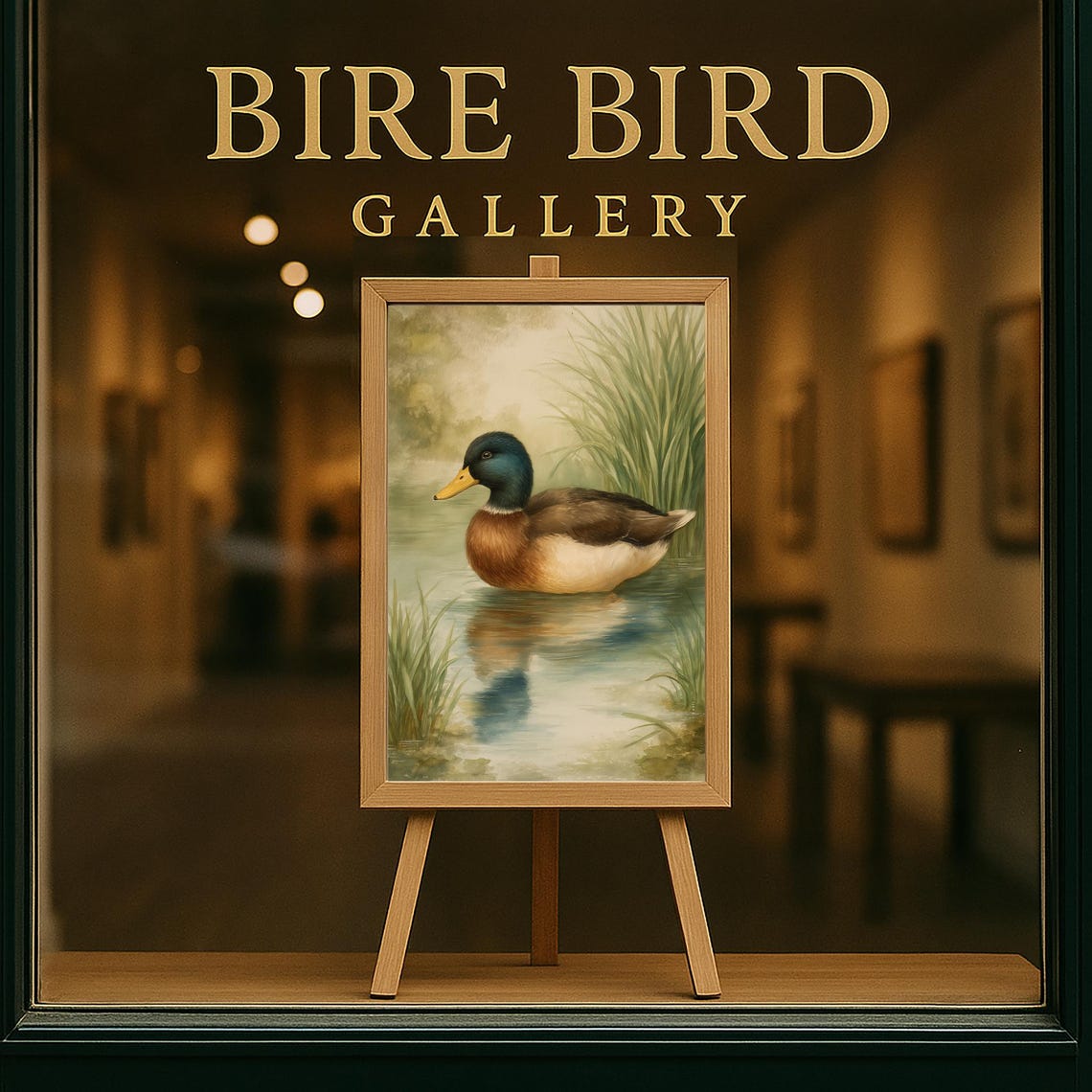 Mallard Duck Swimming In Reeds Watercolor Tranquil Nature Bird Poster - Image 5