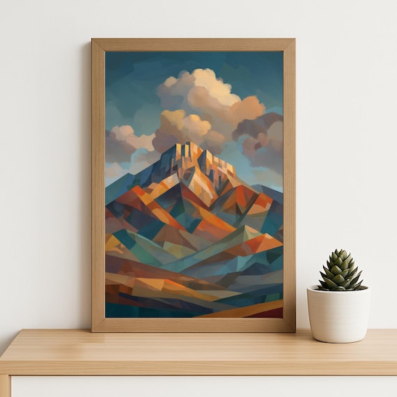 Geometric Countryside Path Art Print Abstract Landscape Wall Decor Rustic Pastel Poster For Farmhouse Natureloving Homes