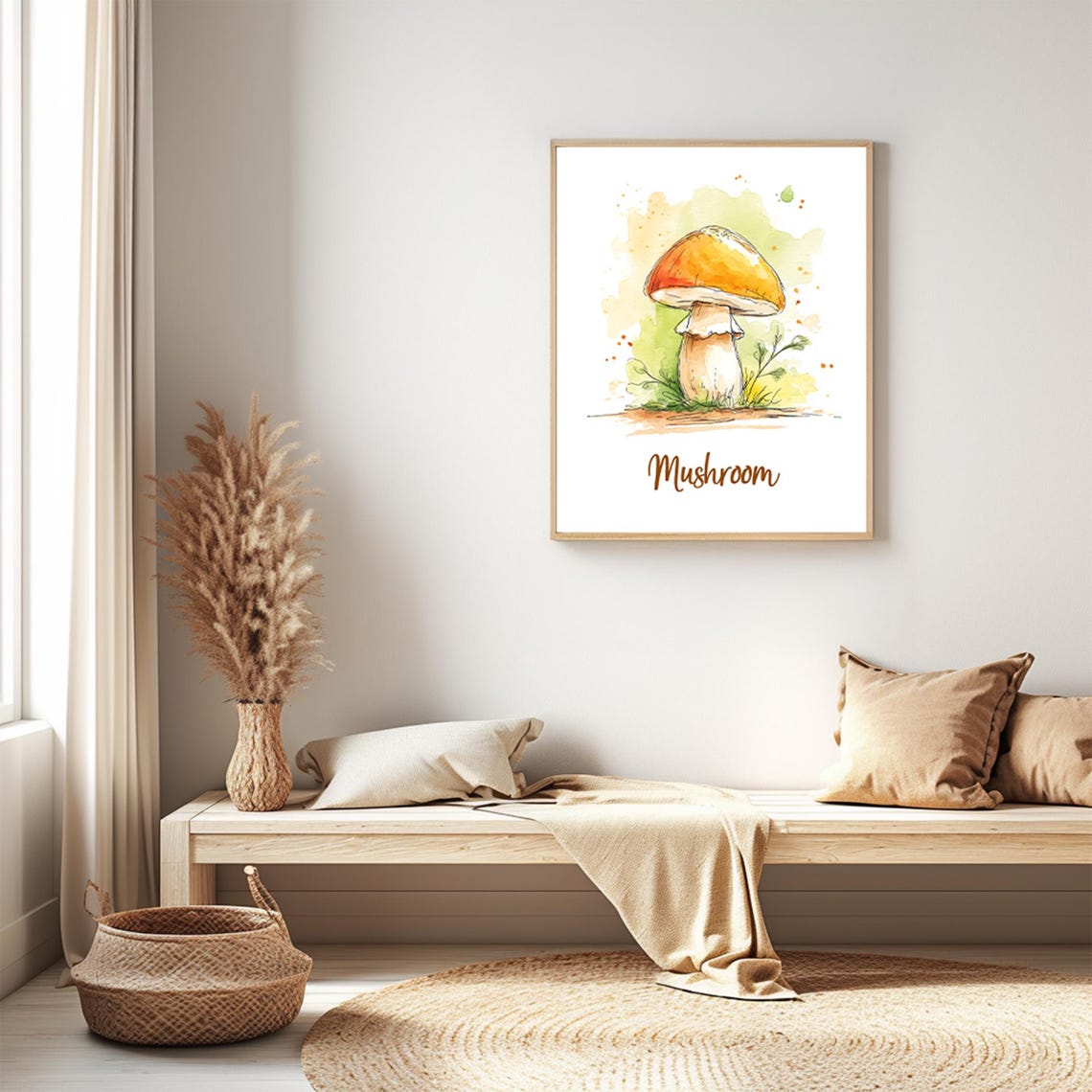 Mushroom Art Print Wall Deco Watercolor Design Vegetable Poster - Image 2