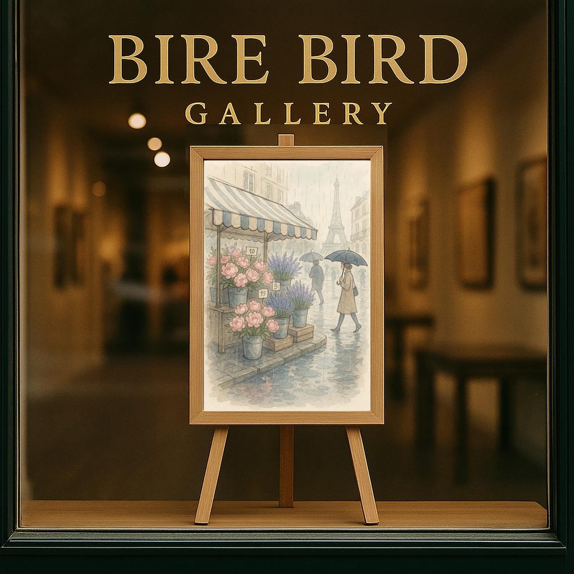 Rainy Paris Flower Market With Eiffel Tower in the Distance Poster - Image 5