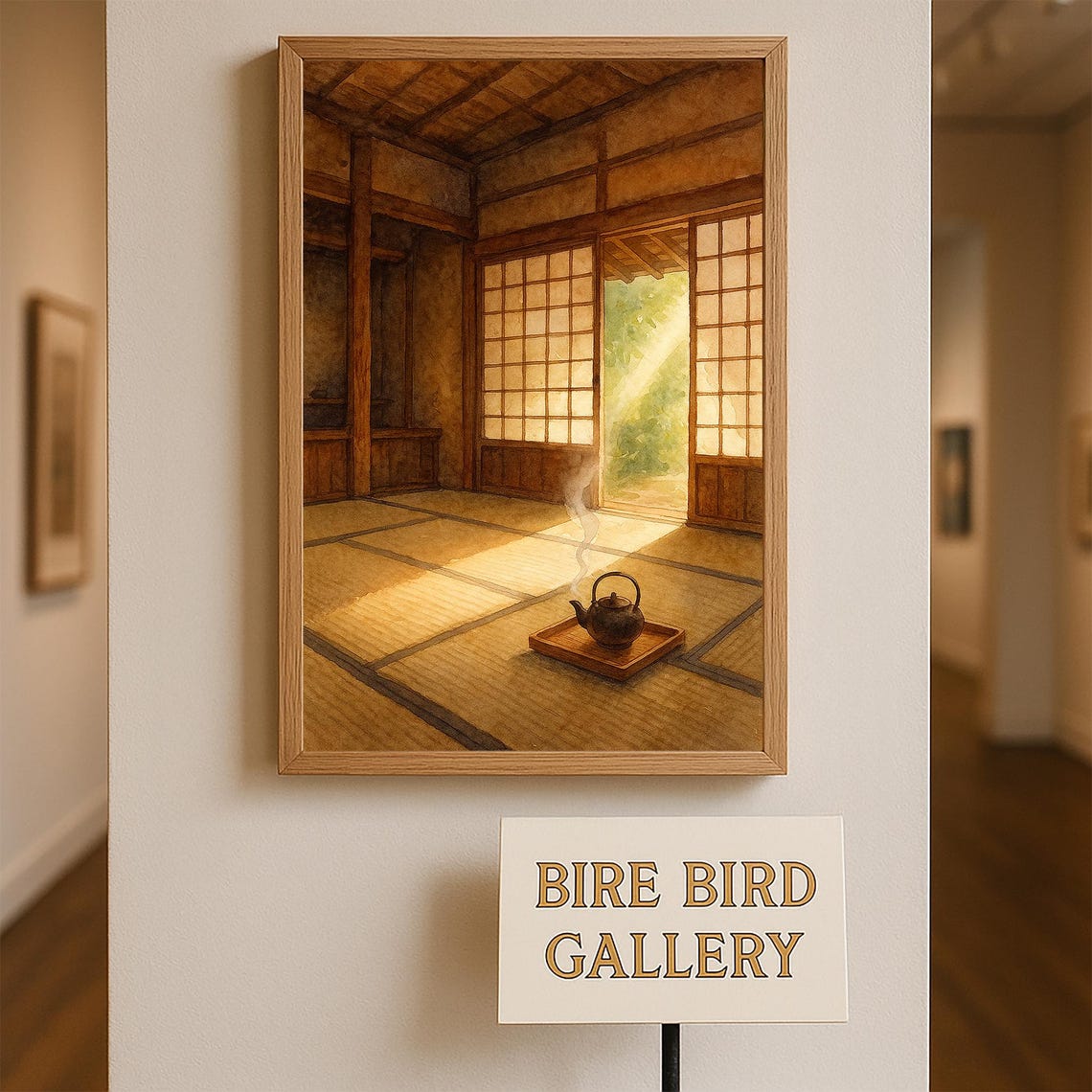 Japanese Tea House Interior Tatami Teapot Sunlit Room Art Poster