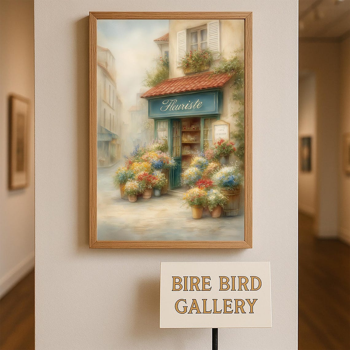 Fleuriste French Flower Shop Watercolor Pastel Storefront Poster