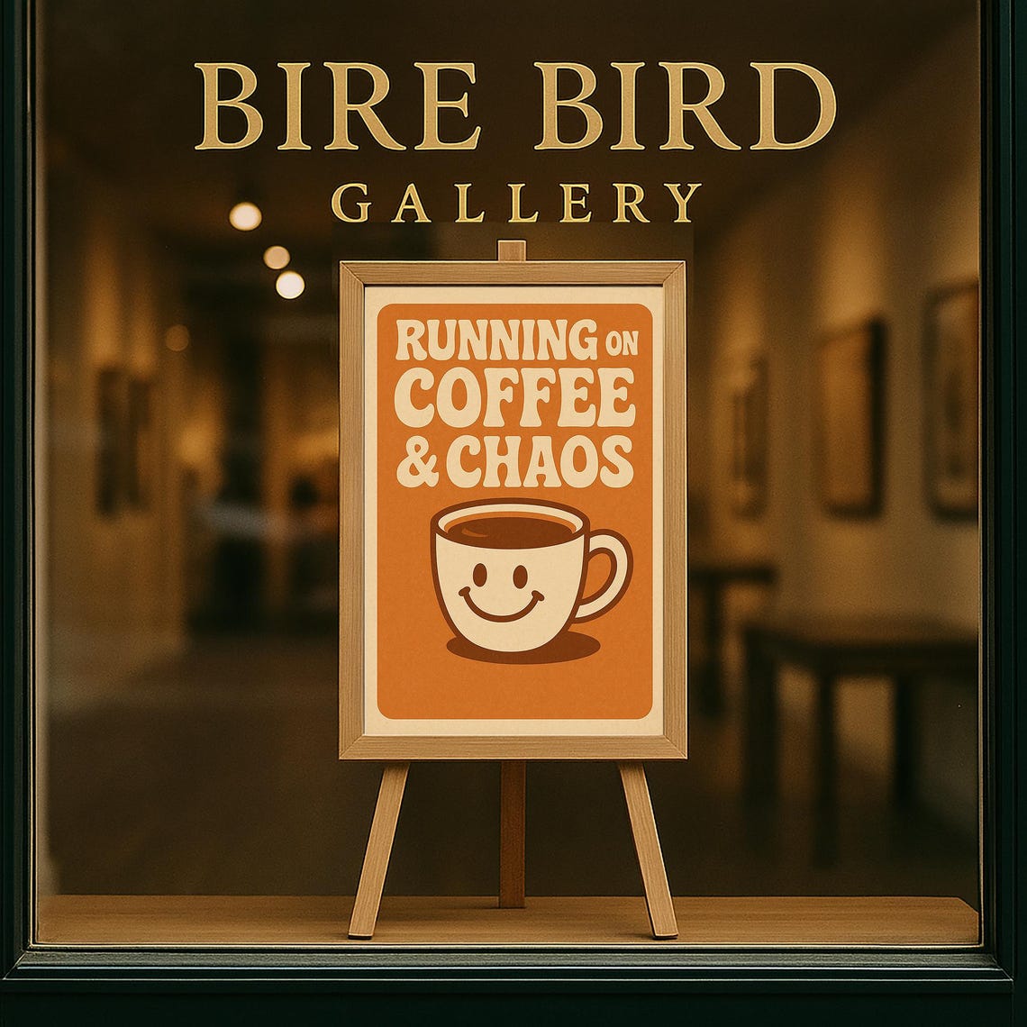 Running On Coffee Chaos Poster Funny Retro Wall Art 70s Groovy Kitchen Print - Image 5