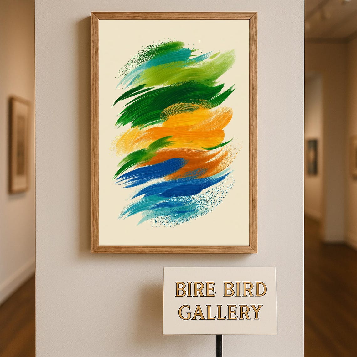 Abstract Green Blue Orange Brushstroke Modern Art Gallery Wall Print