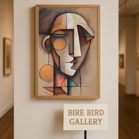 Cubist Woman Face Art Print Geometric Abstract Portrait Modern Gallery