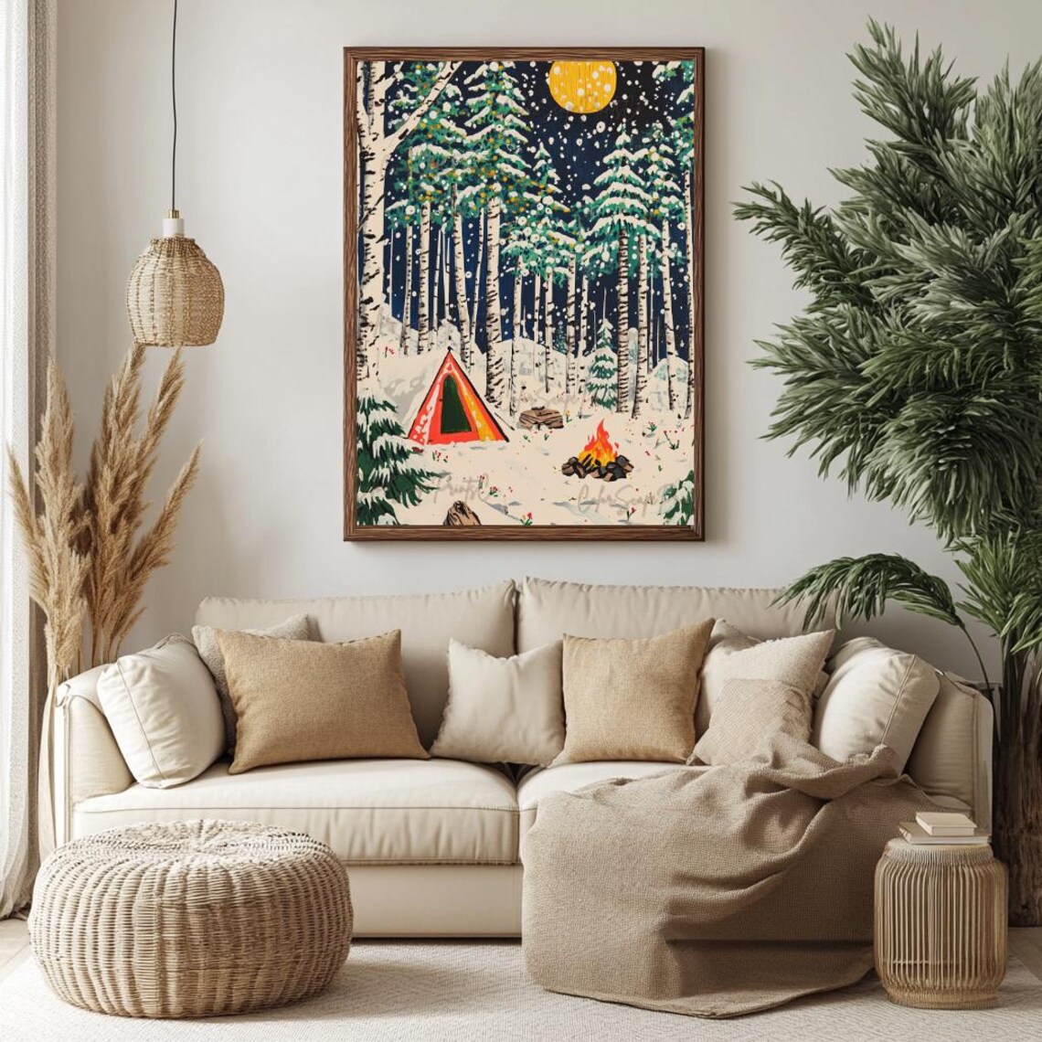 Winter Camping Scene, Enchanted Night Landscape - Image 4