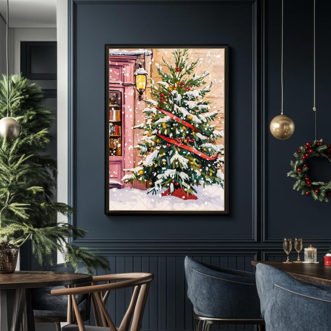 Winter Bookstore Anime Style Bookshop Art Print - Image 3