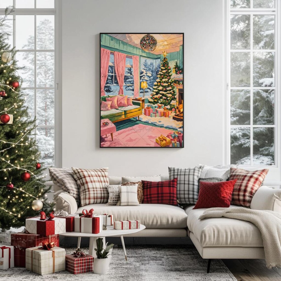 Christmas Tree Disco Living Room Holiday Art Print - Image 4