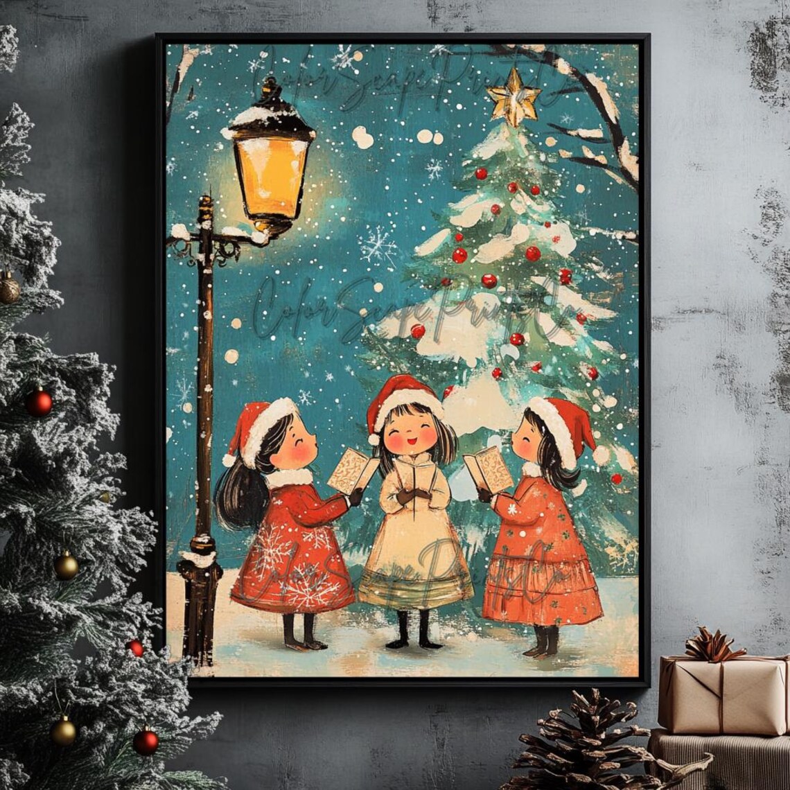 Christmas Carolers Winter Print, Christmas Nursery Decor