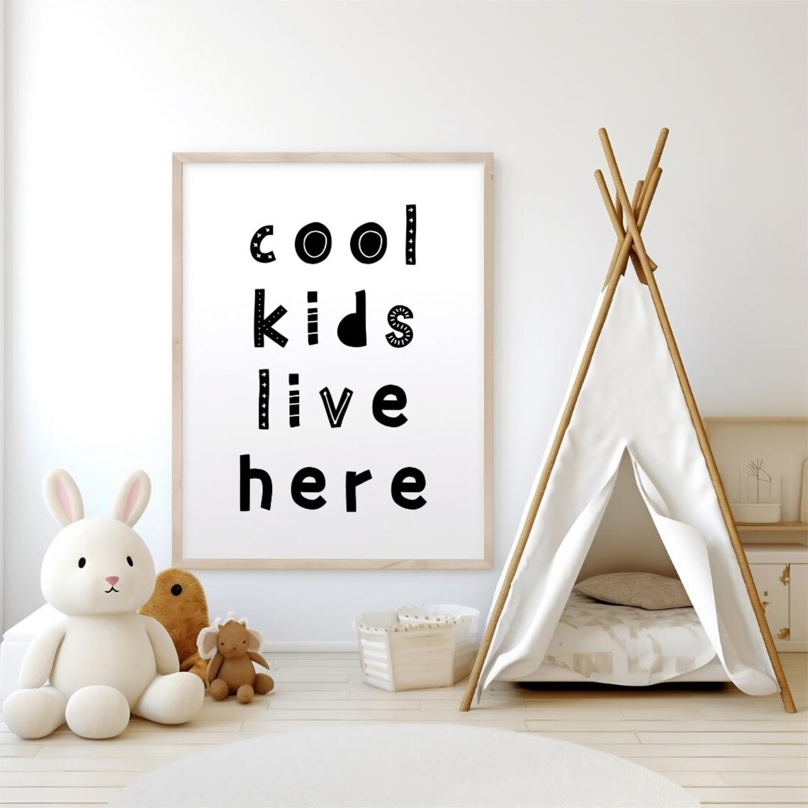 Cool Kids Live Here Playful Black Typography Kids Room Poster - Image 3
