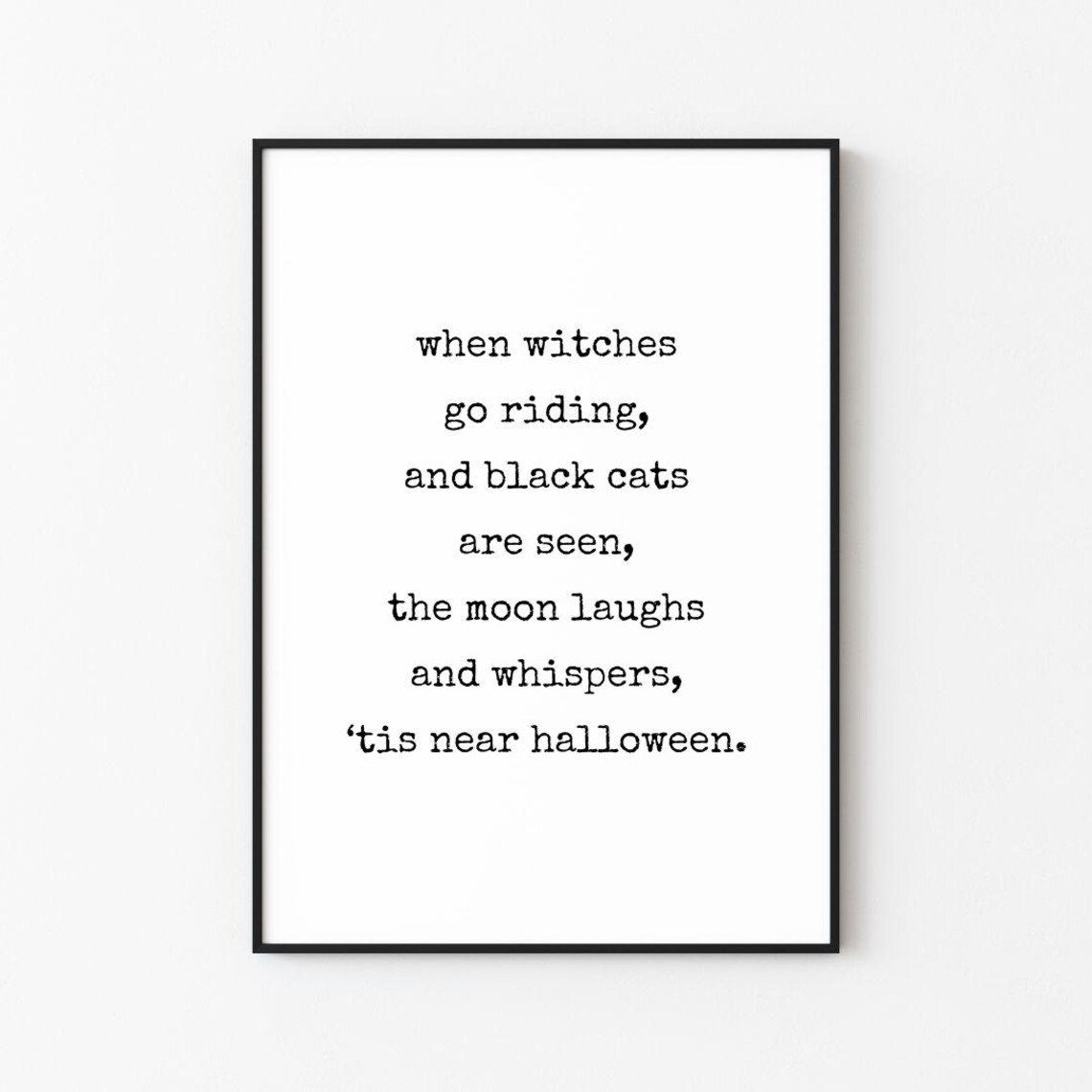 Witches Go Riding Black Cats Typewriter Halloween Poem Poster - Image 3