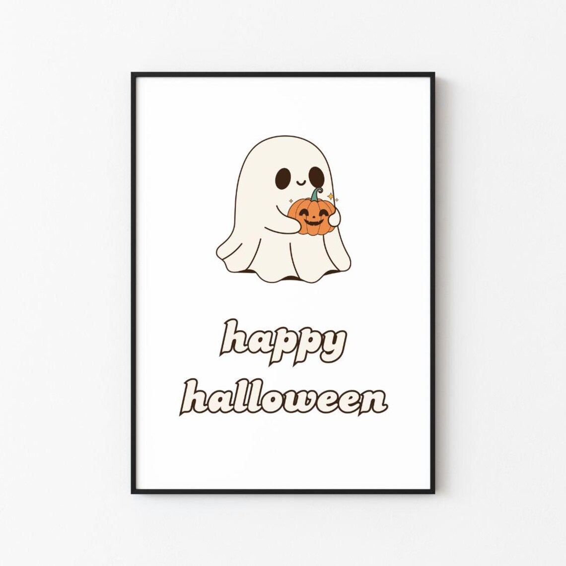 Happy Halloween Cute Ghost Pumpkin Cartoon Party Wall Poster - Image 3