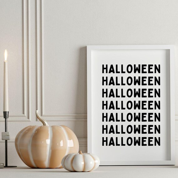Halloween Bold Repeated Typography Spooky Party Decor Poster