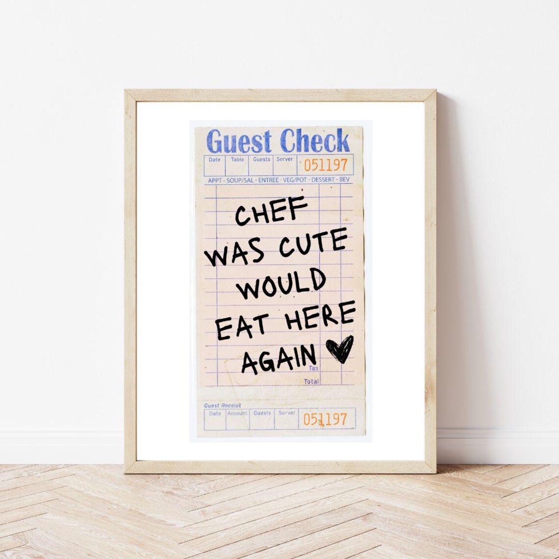 Chef Was Cute Would Eat Here Again Guest Check Print - Image 3
