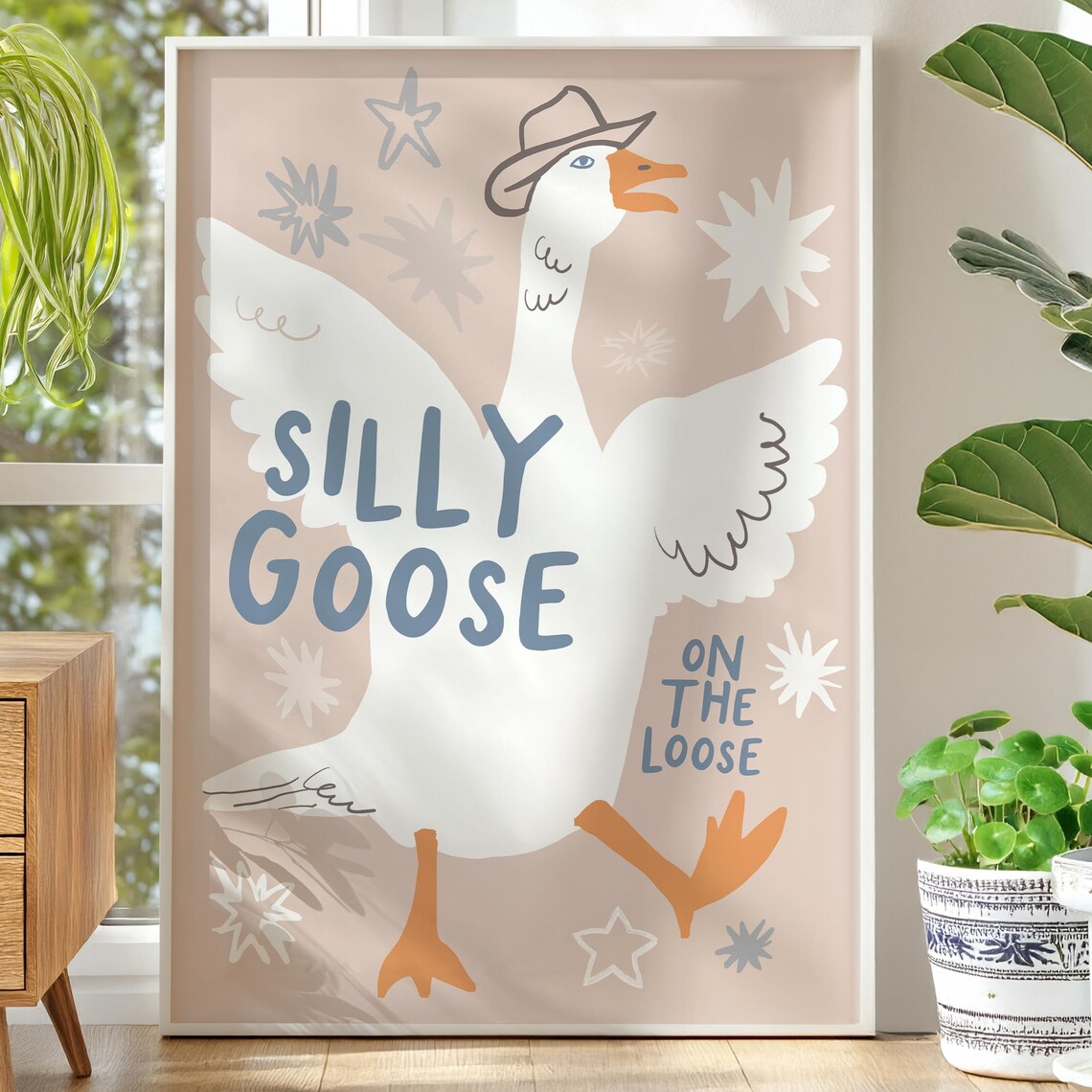 Silly Goose Art Print, Funny Nursery Decor