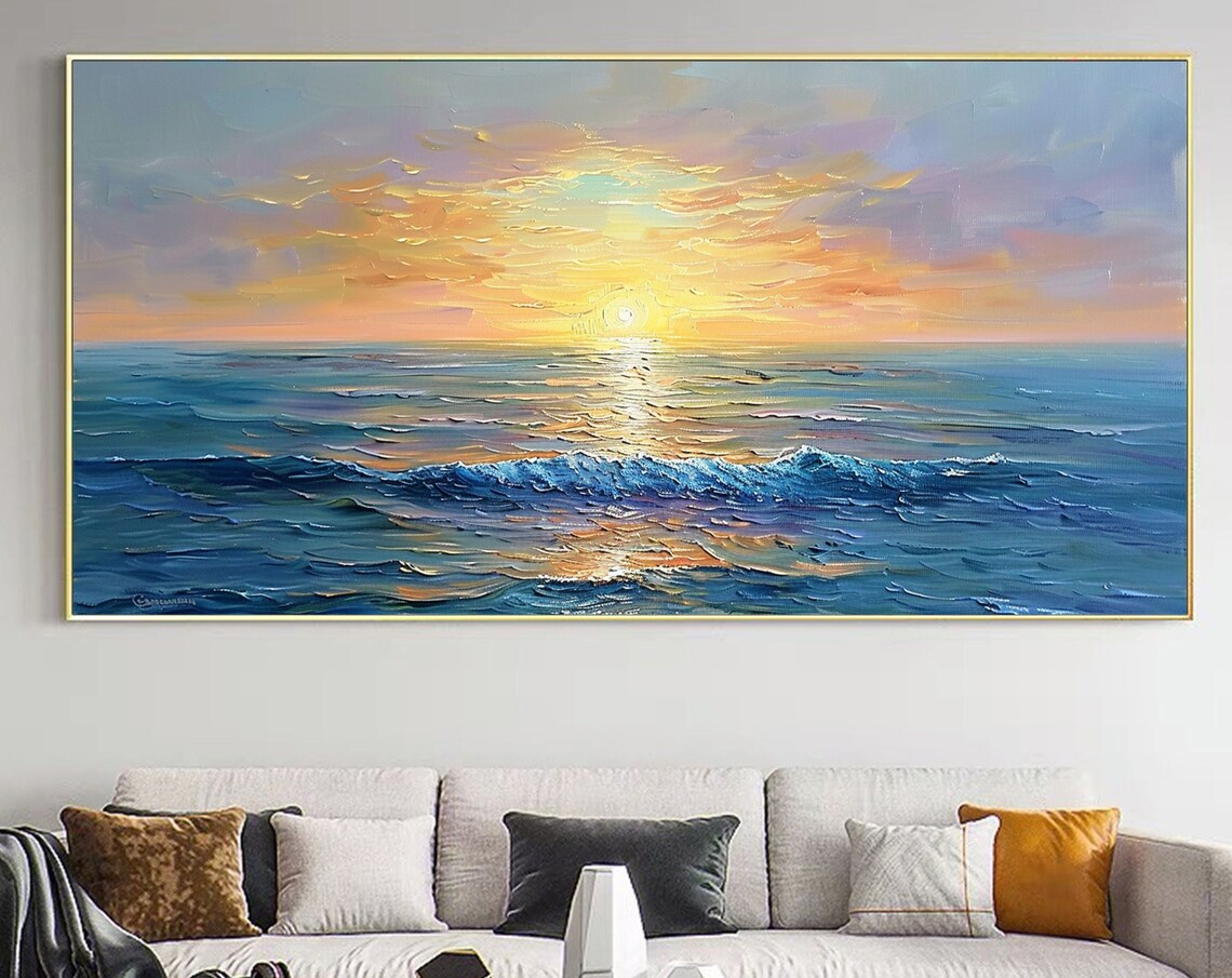 Original Sunset Seascape, Abstract Ocean Art Print