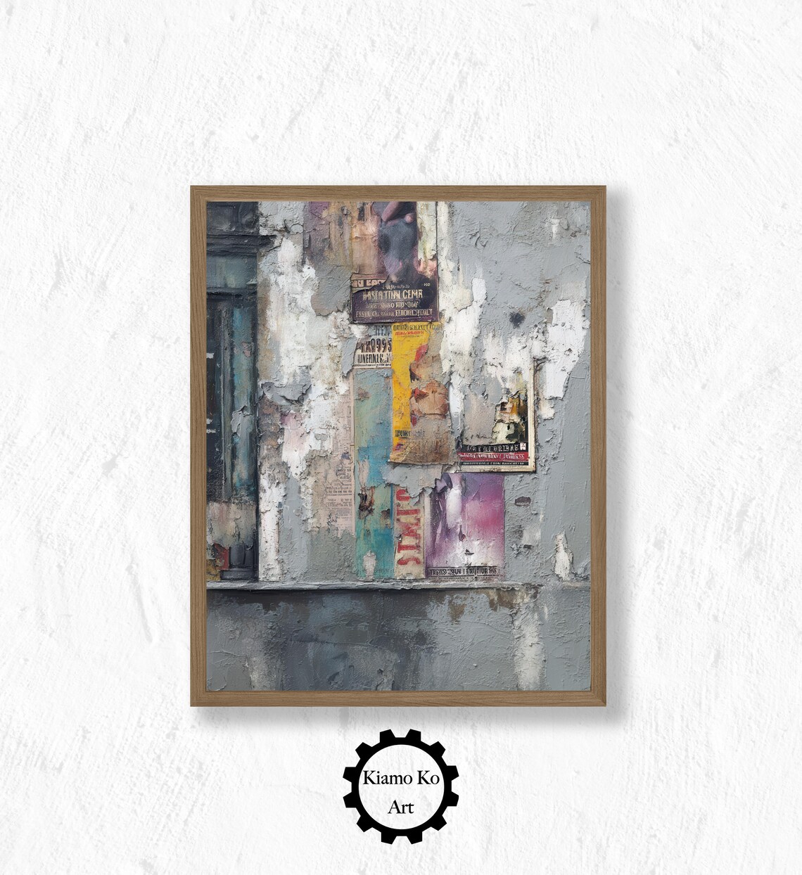 Torn Vintage Posters Layered On A Weathered Urban Wall Print