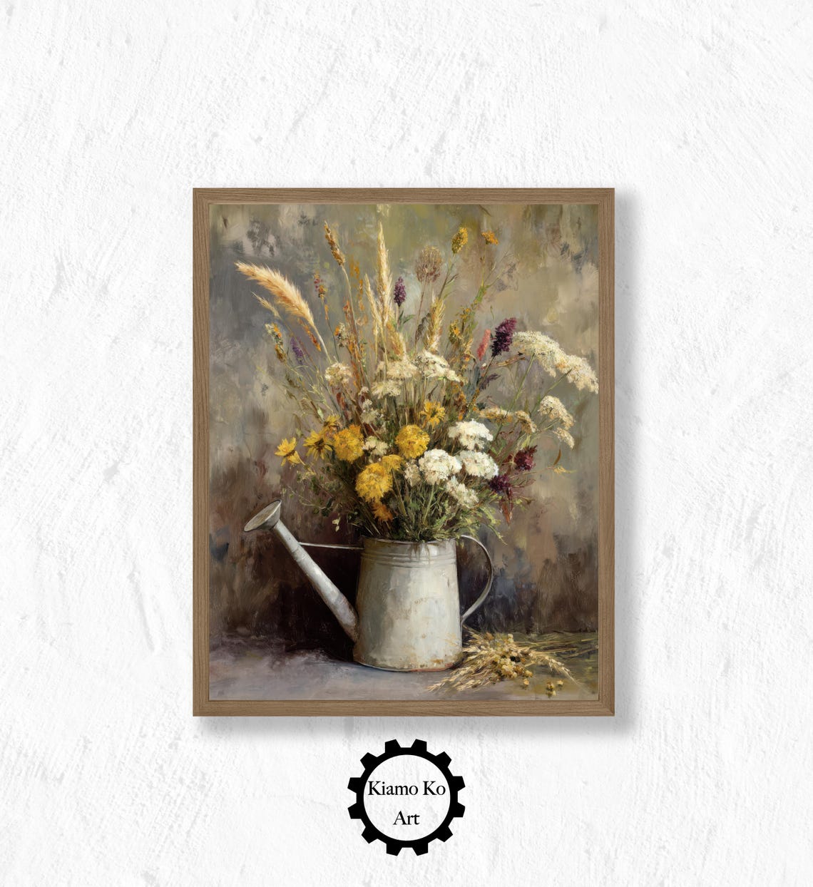 Wildflower Bouquet in Vintage Watering Can Rustic Decor Poster