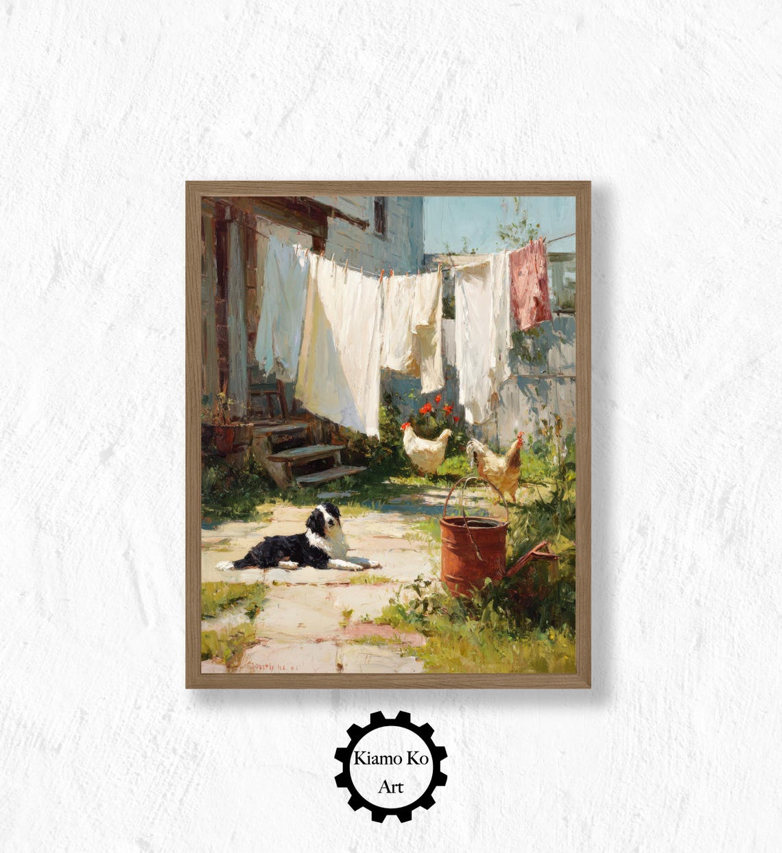 Clotheslines With Sunlit Laundry In A Mountain Valley Village Poster