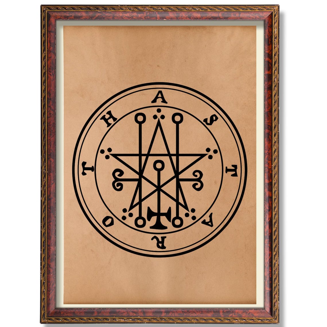 Astaroth Demon Sigil Occult Goetia Seal Vintage Parchment Poster