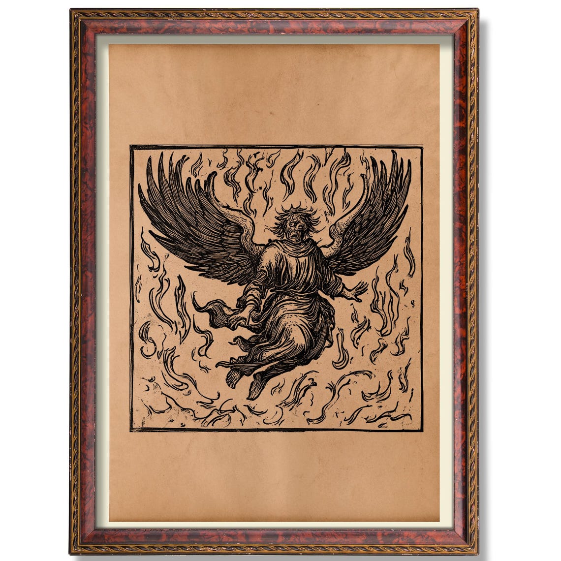 Lucifer Print Medieval Demon Illustration Occult Gothic Art Dark Fantasy Decor Satanic Alchemy Poster Fallen Angel Wall