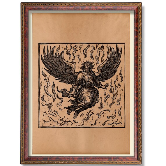 Lucifer Print Medieval Demon Illustration Occult Gothic Art Dark Fantasy Decor Satanic Alchemy Poster Fallen Angel Wall