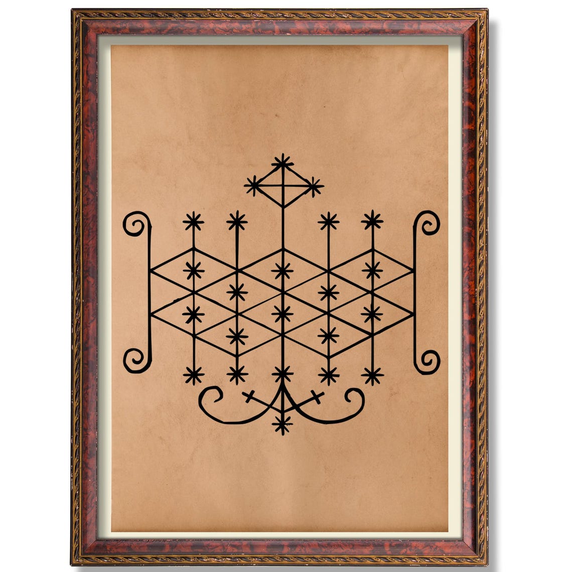 Ogoun Veve Voodoo Altar Symbol Vodou Warrior Loa Ritual Art Poster