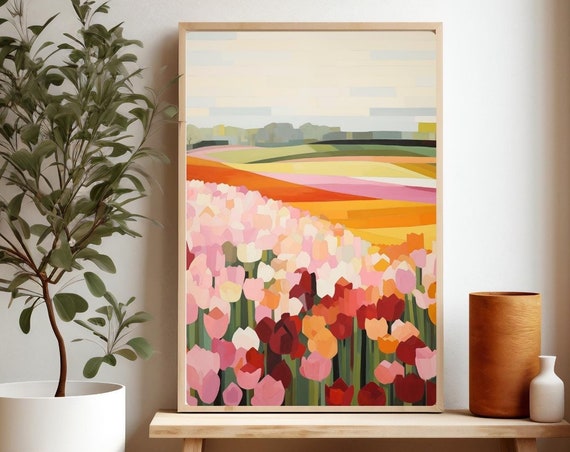 Tulip Field Abstract Floral Art Print
