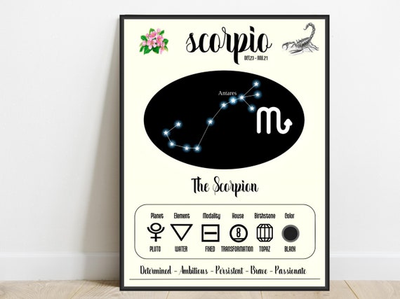 Scorpio Zodiac Print, Astrology Constellation Poster