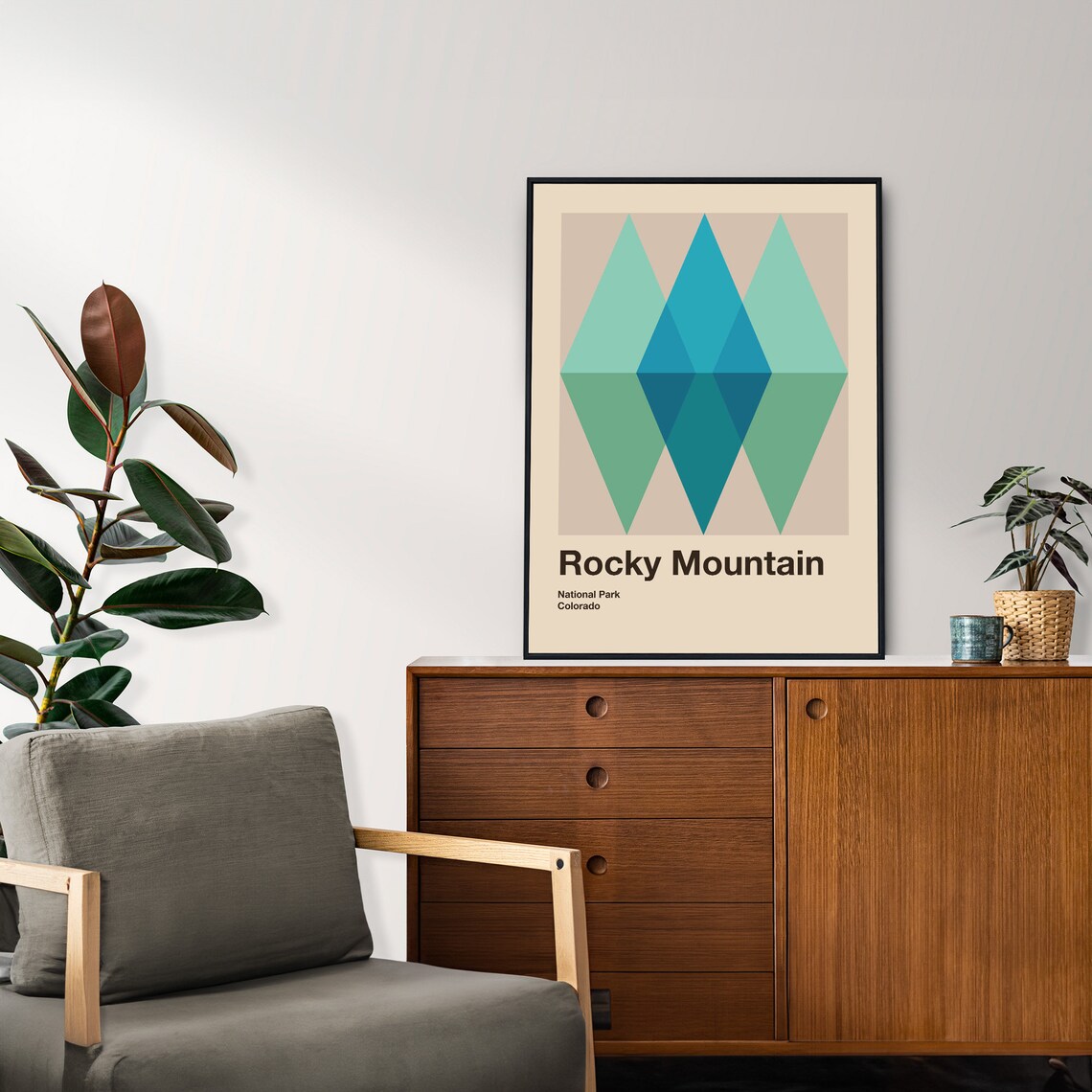 Rocky Mountain National Park Colorado Geometric Abstract Travel Poster - Image 4