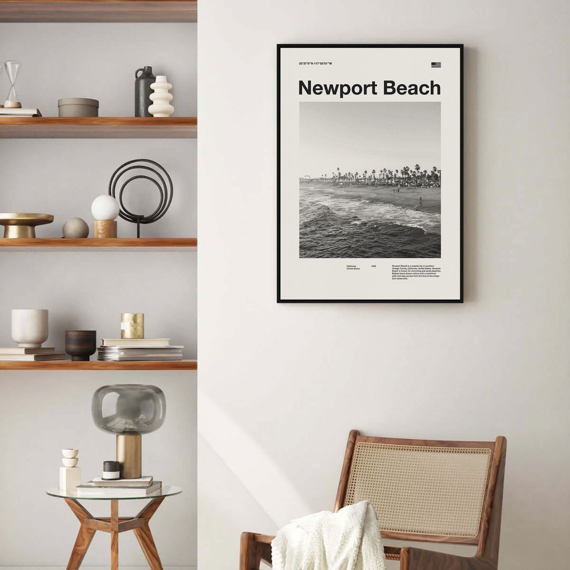 Newport Beach City Art Print Newport Beach Poster Newport Beach Wall Art Mid Century Poster Travel Print Art California - Image 3