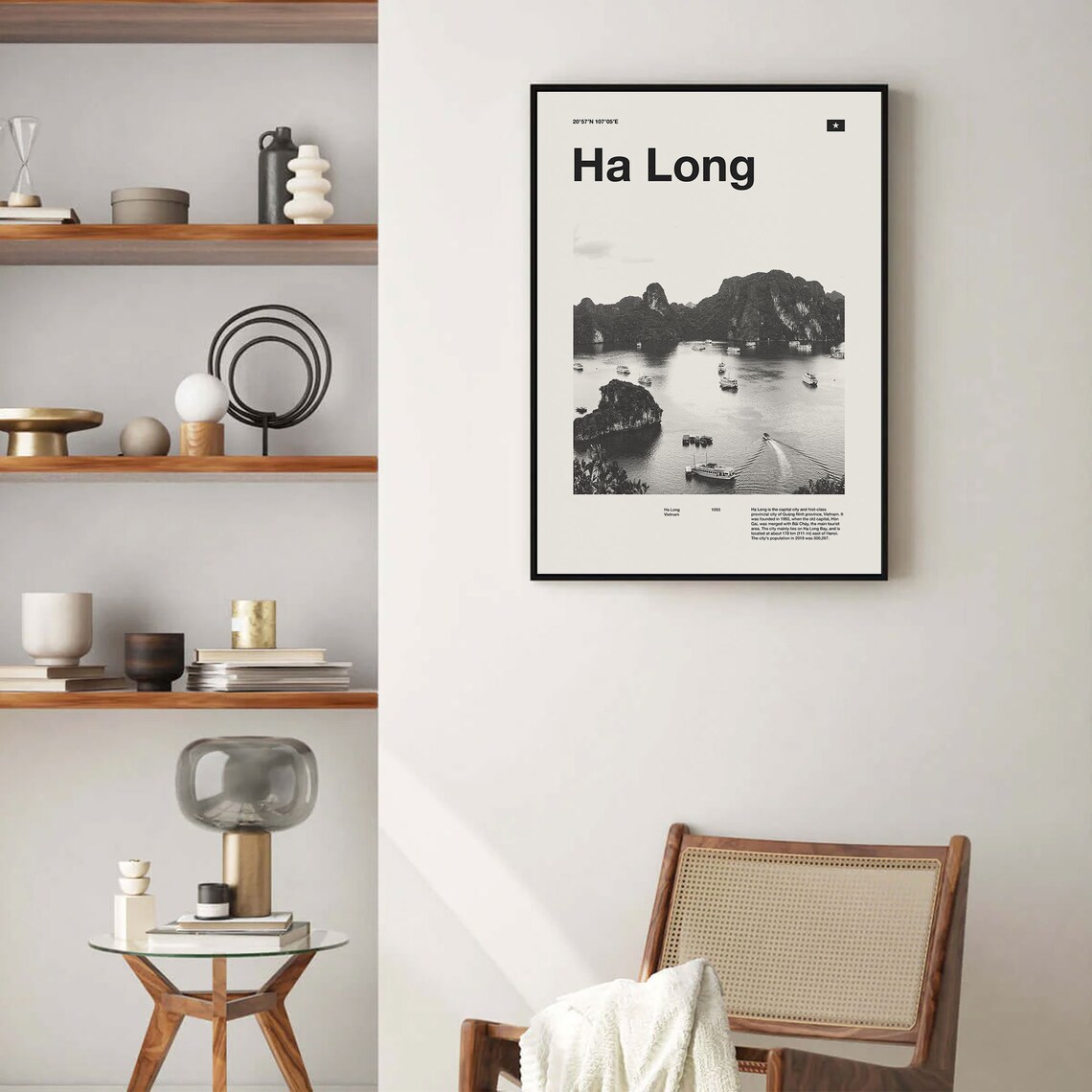Ha Long Vietnam Black And White Travel Photo Wall Decor Poster - Image 2