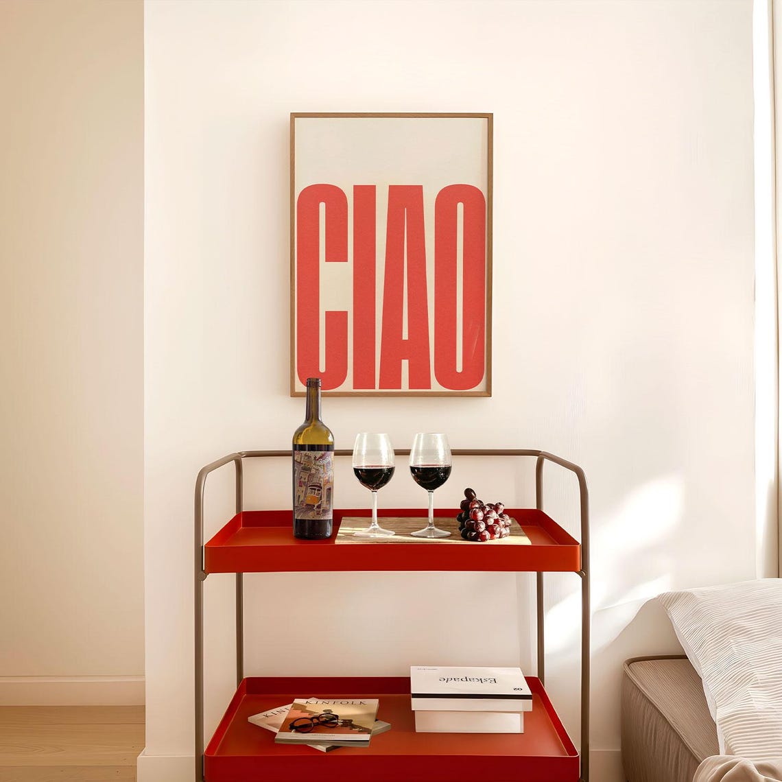 Large Ciao Italian Greeting Red Minimalist Typography Poster - Image 2