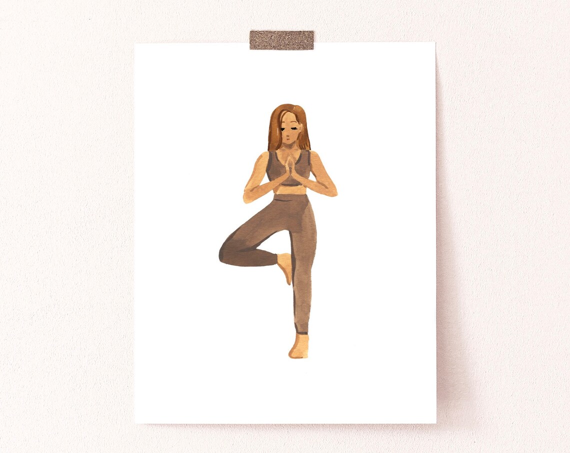 Woman Yoga Art Print, Minimalist Wellness Decor