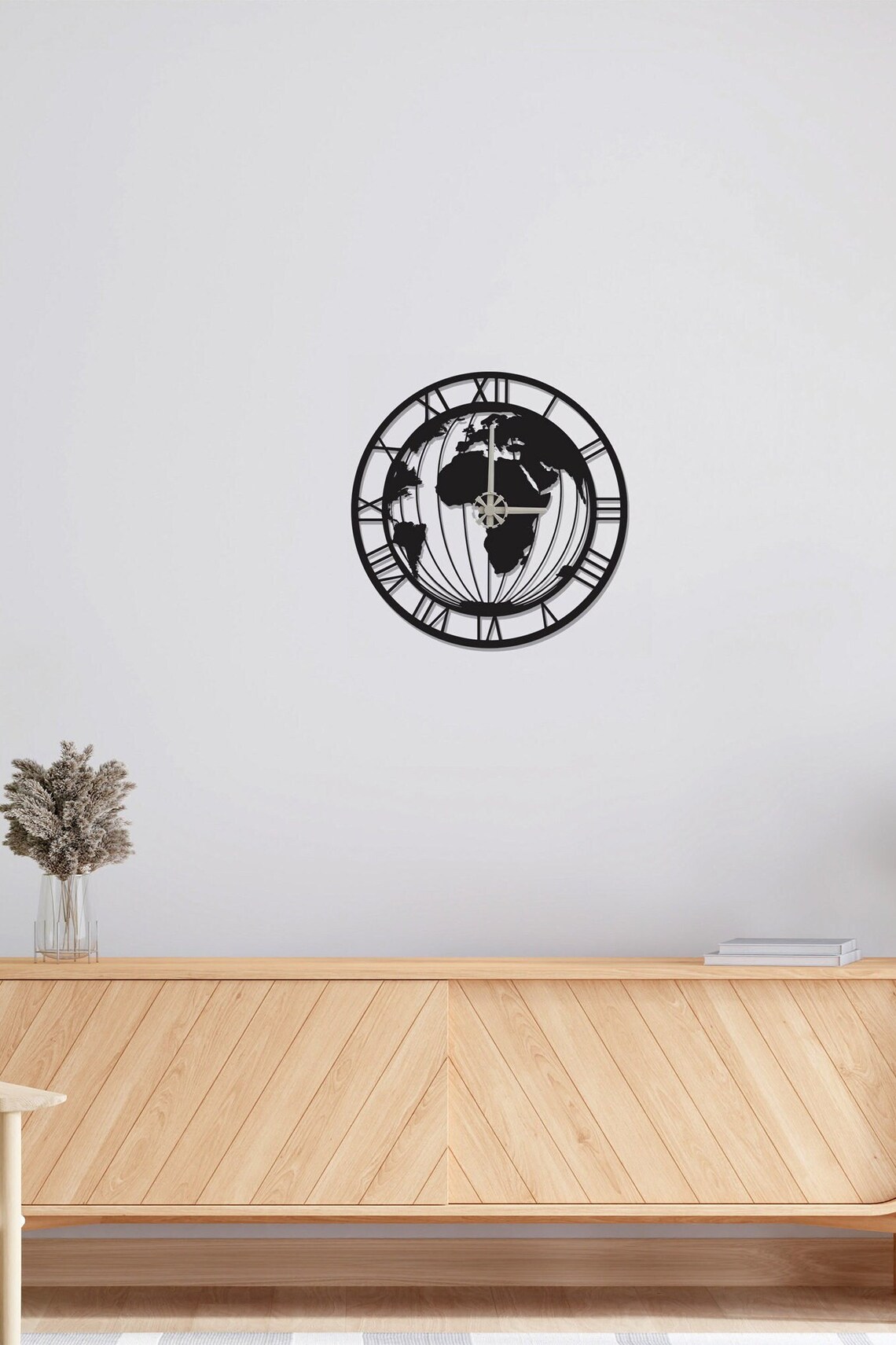 World Map Wall Clock, Minimalist Living Room Decor
