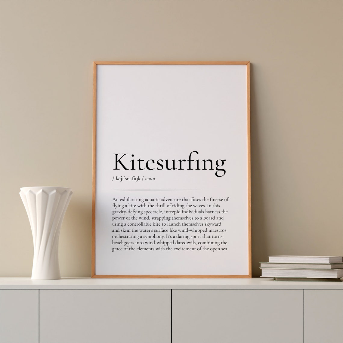 Kitesurfing Definition Minimalist Dictionary Typography Wall Art