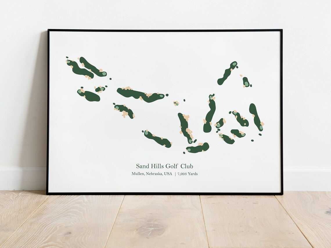 Sand Hills Golf Club Mullen Nebraska Minimalist Course Map Poster