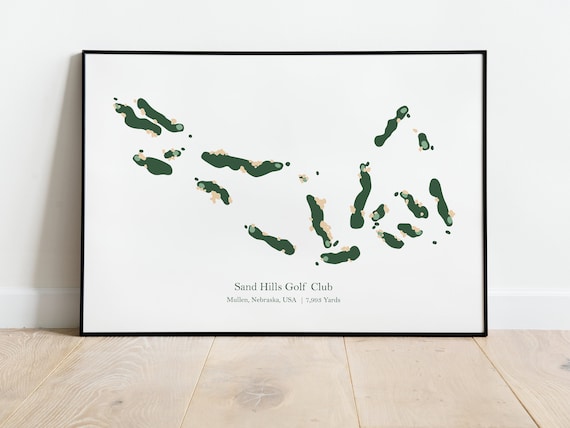 Sand Hills Golf Club Mullen Nebraska Minimalist Course Map Poster