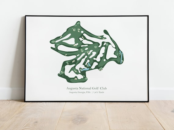 Augusta National Club Course Map, Golf Poster