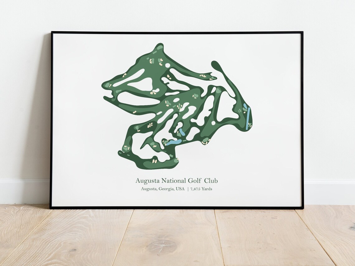 Augusta National Club Course Map Golf Art Print