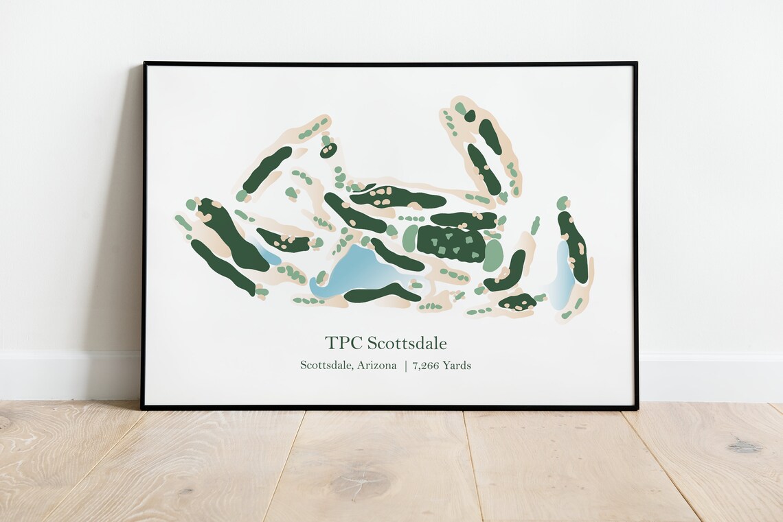 Golf Wall Art, TPC Scottsdale Club Course Map
