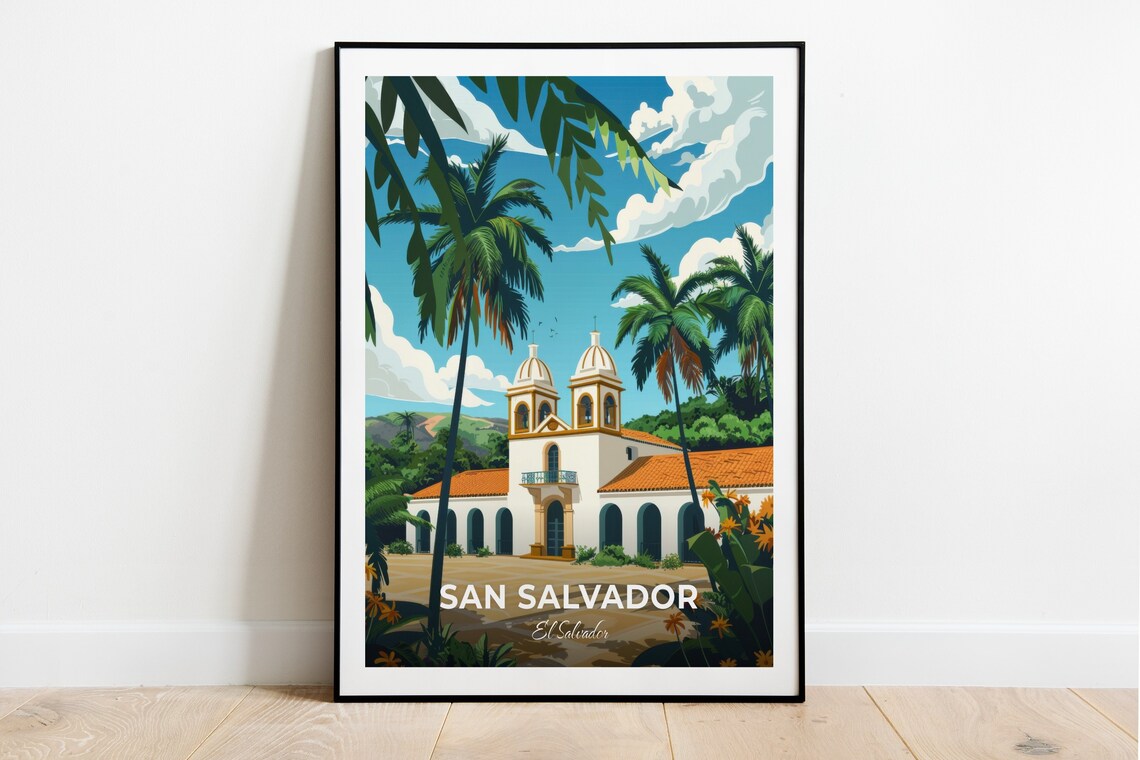 San Salvador Travel Poster Museo De Arte De El Salvador City Print Cityscape Artwork Birthday Wedding Gift Wall Art Location Print