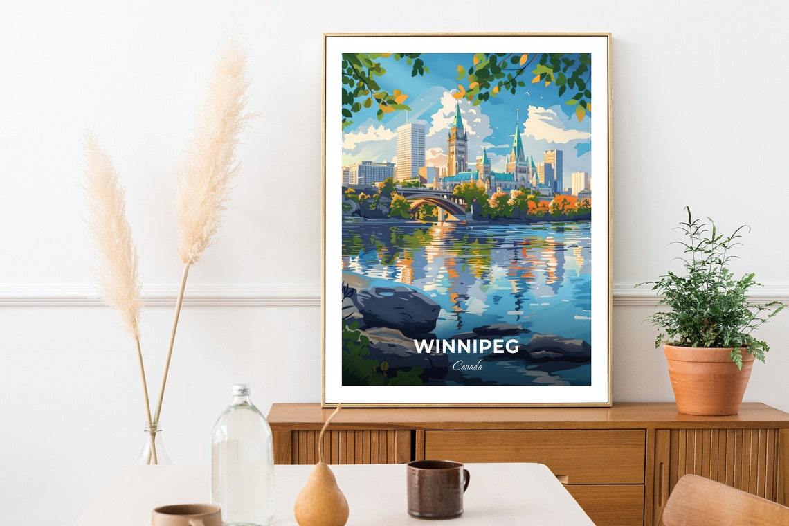 Winnipeg Canada The Forks River Skyline Autumn Travel Poster - Image 2