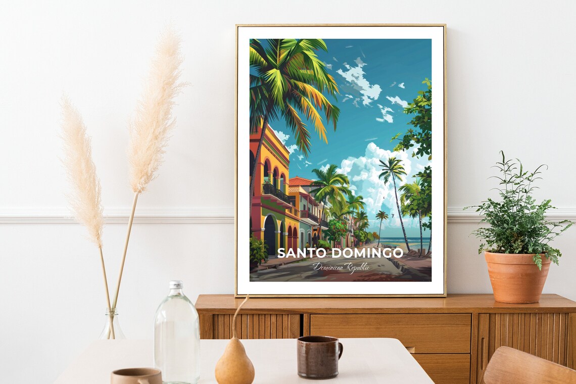 Santo Domingo Dominican Republic Colonial Street Travel Poster - Image 2