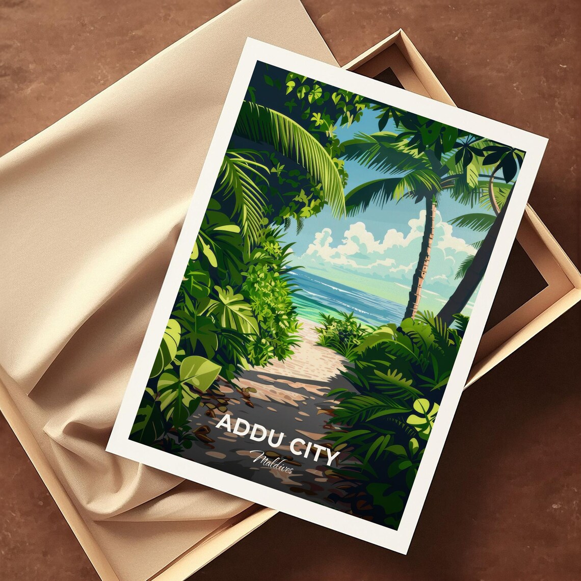 Addu City Maldives Tropical Beach Trail Nature Travel Poster - Image 4