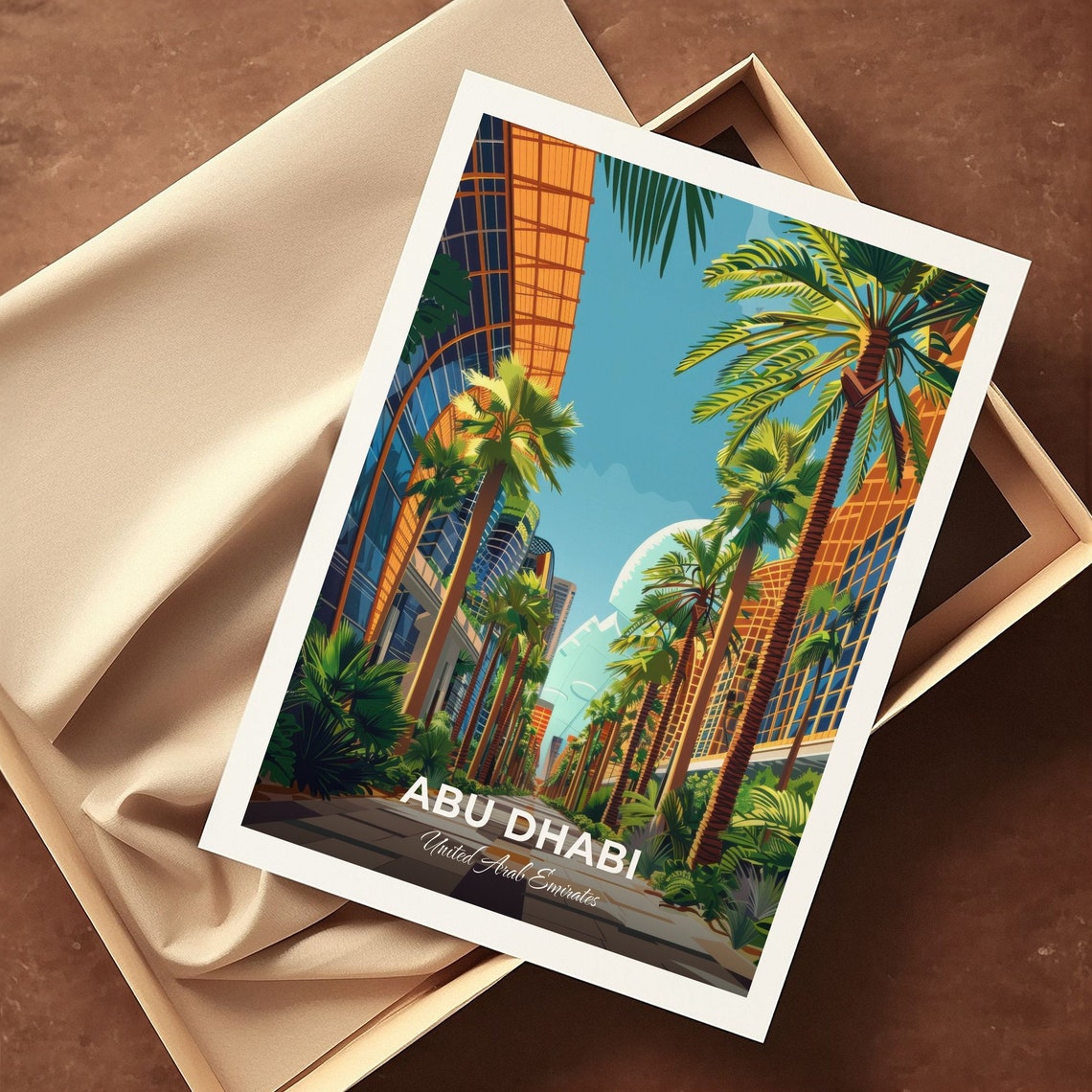 Abu Dhabi Masdar City Palm Lined Modern Street Cityscape Poster - Image 3