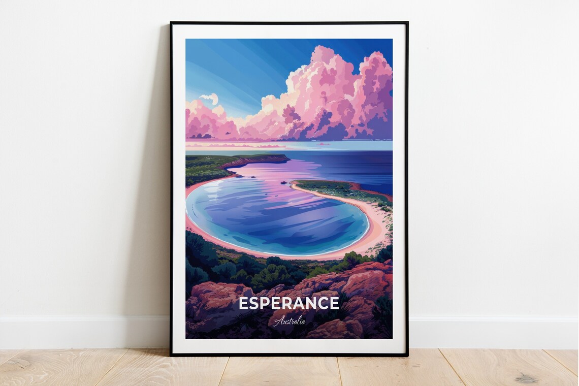 Esperance Australia Pink Shoreline Bay Dreamlike Travel Poster